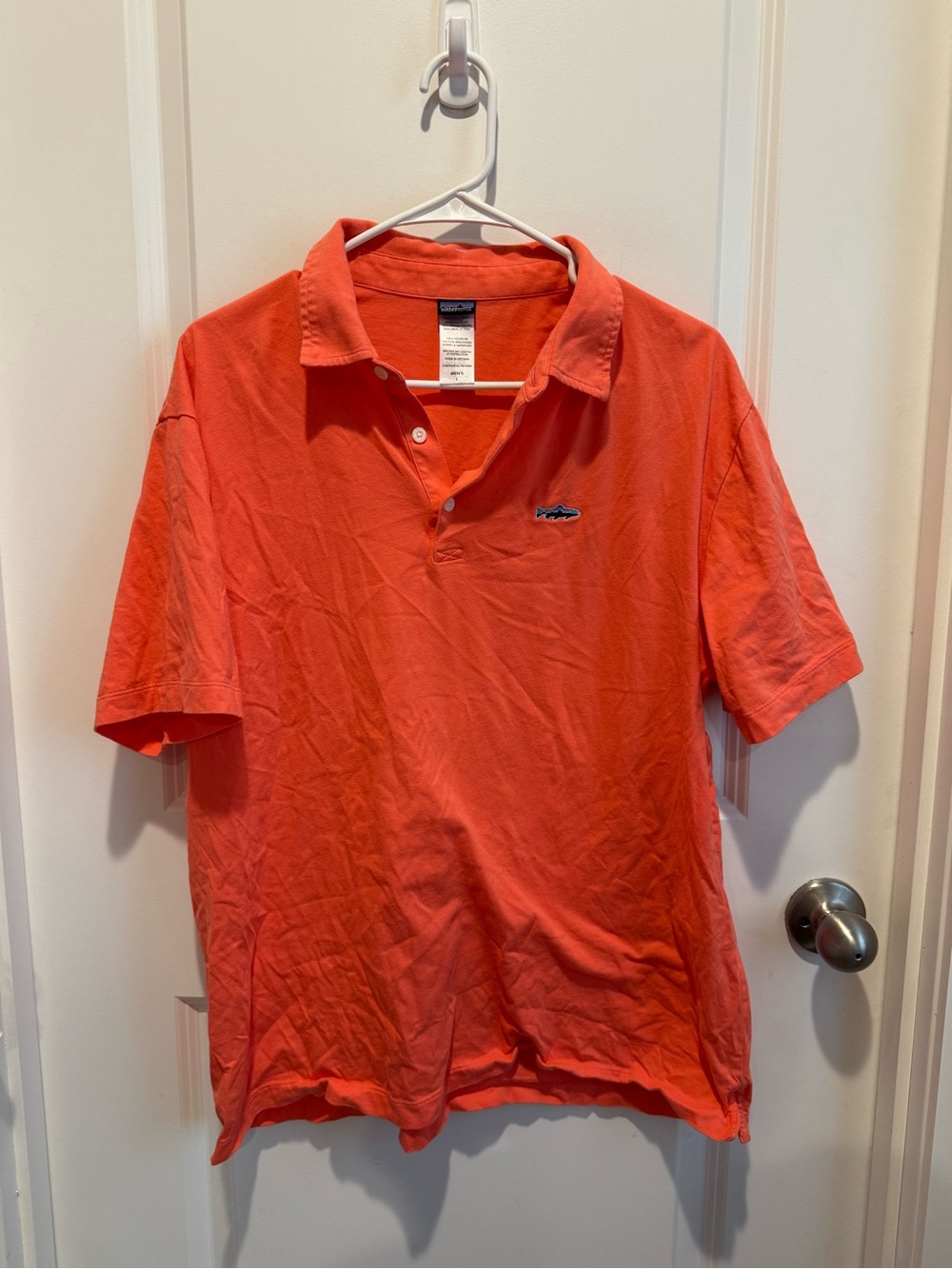 Patagonia Large Men's Short Sleeve Polo Shirt - Coral Orange